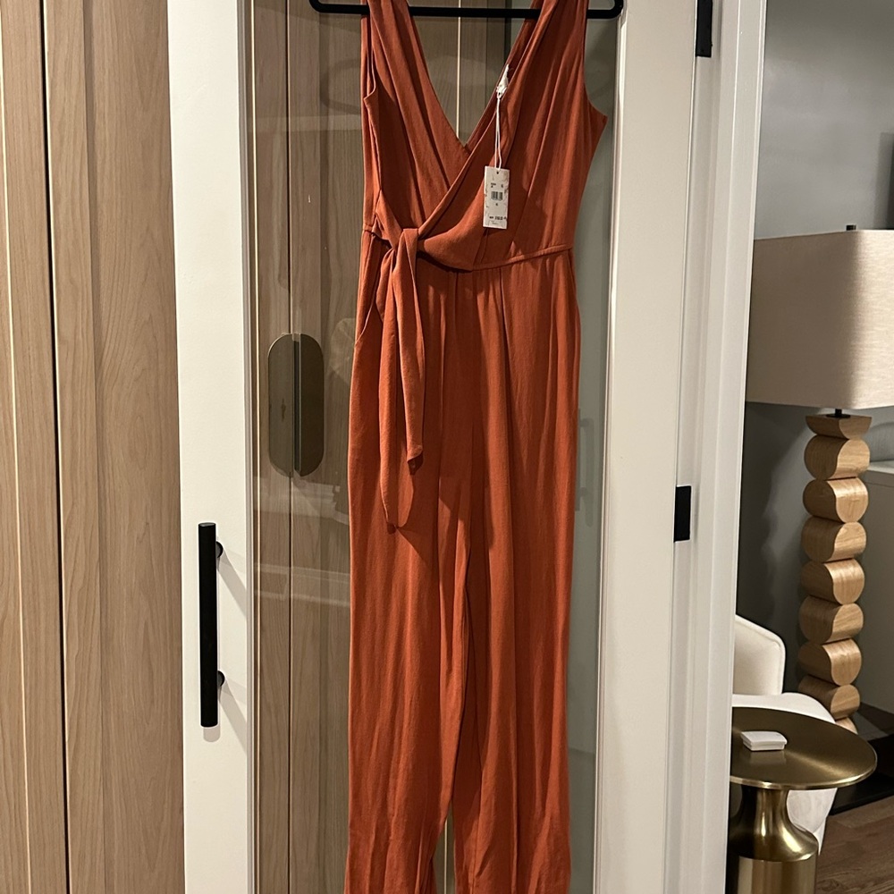 Rust Orange Sleeveless Jumpsuit